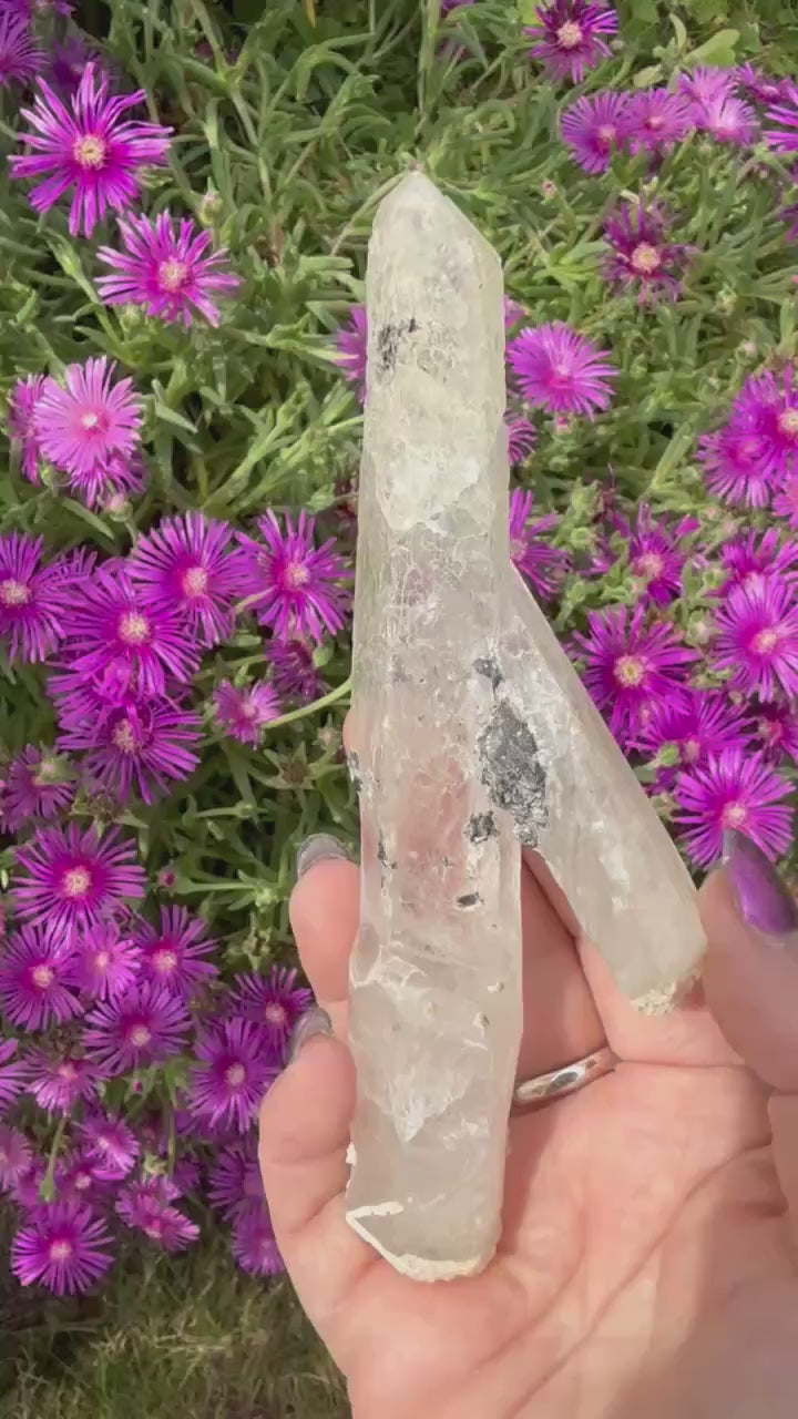 Natural Quartz and Specular Hematite Point Specimen