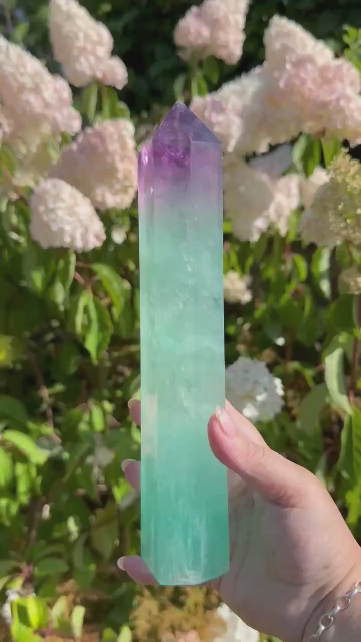 Statement Bicolour Purple and Green Fluorite Tower