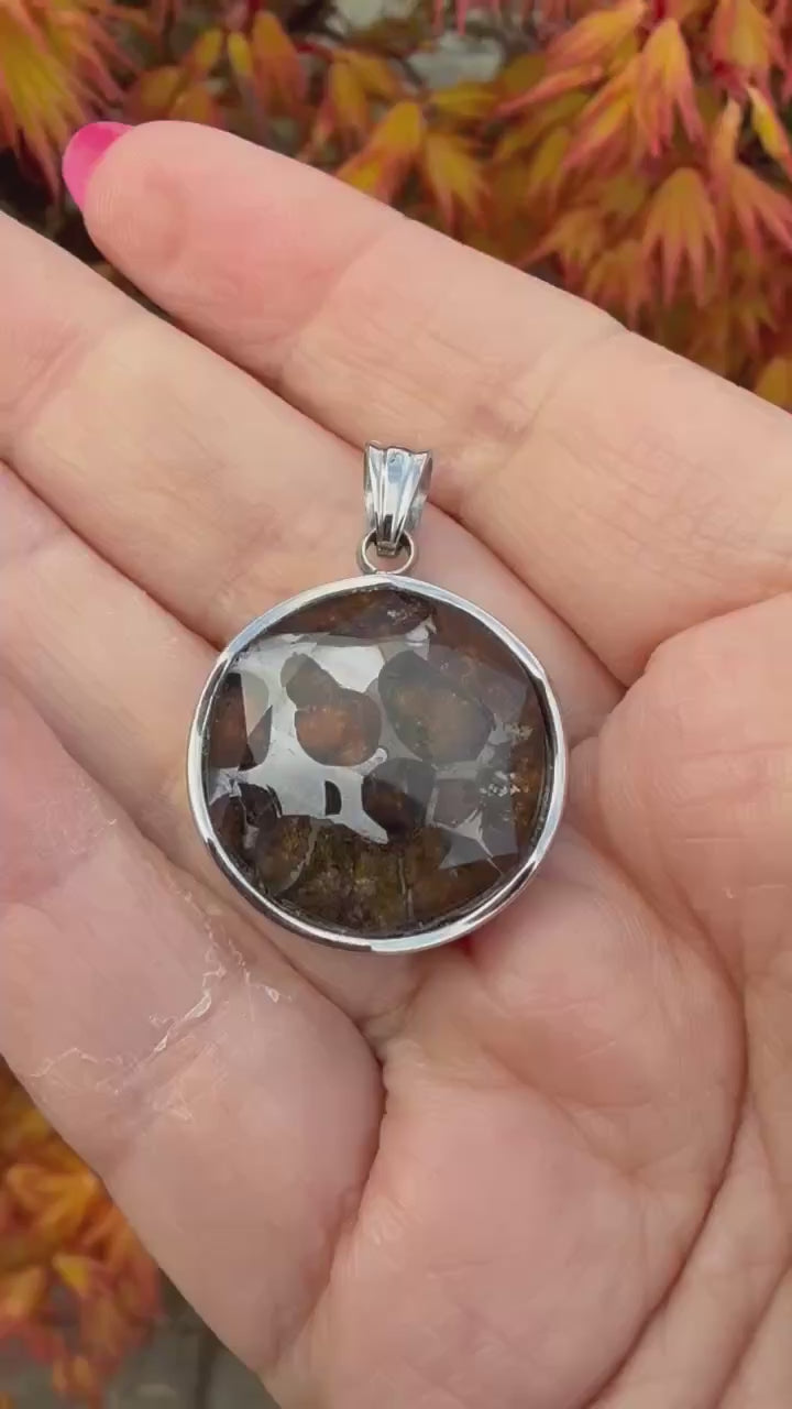 Pallasite Meteorite Star of David Hexagram Pendant