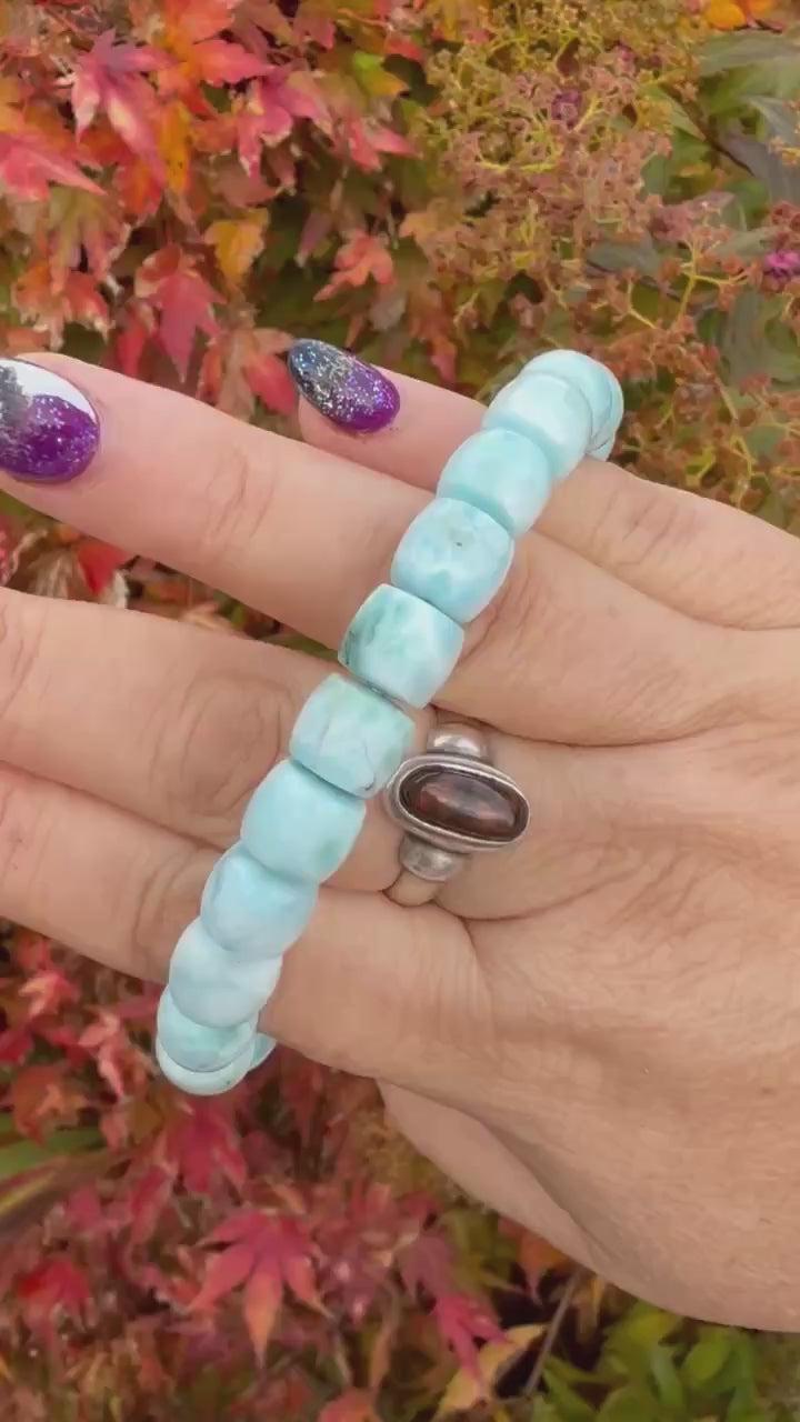 High Grade Larimar Bracelet 1cm Beads