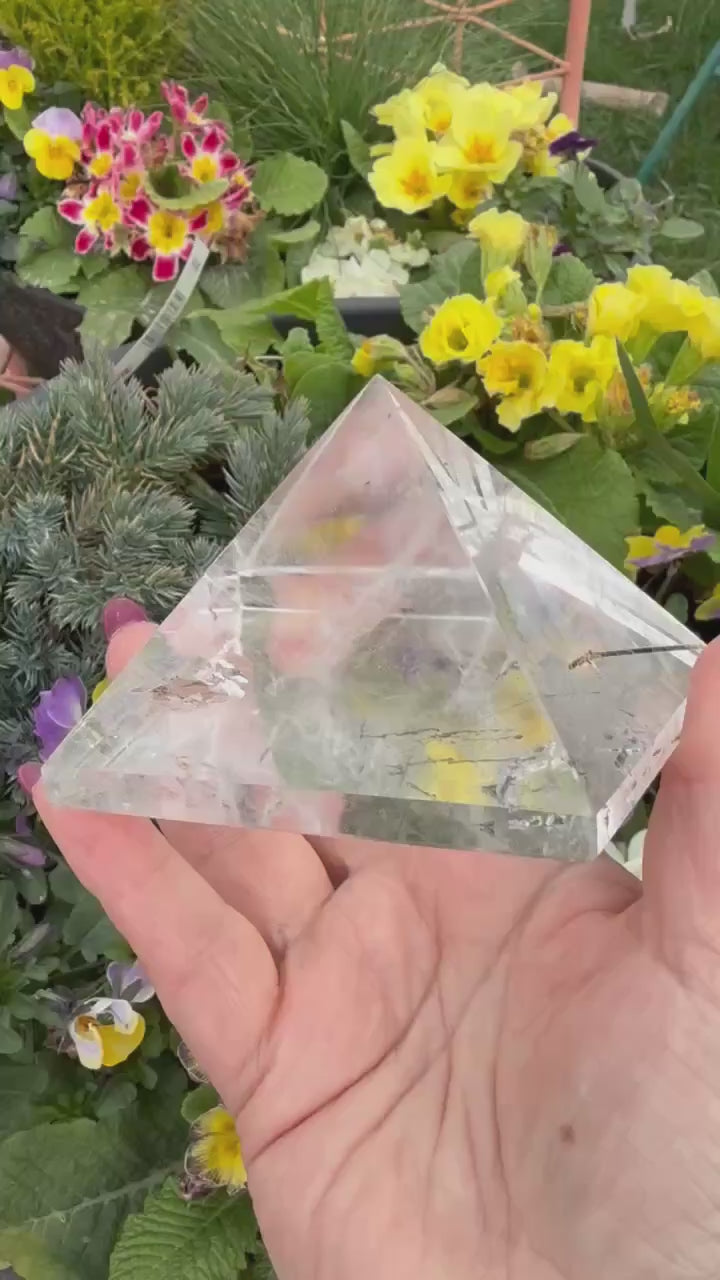 Incredible Large Tourmaline in Quartz Pyramid Carving