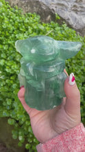 Load and play video in Gallery viewer, Large Green Fluorite Baby Yoda Grogu Carving
