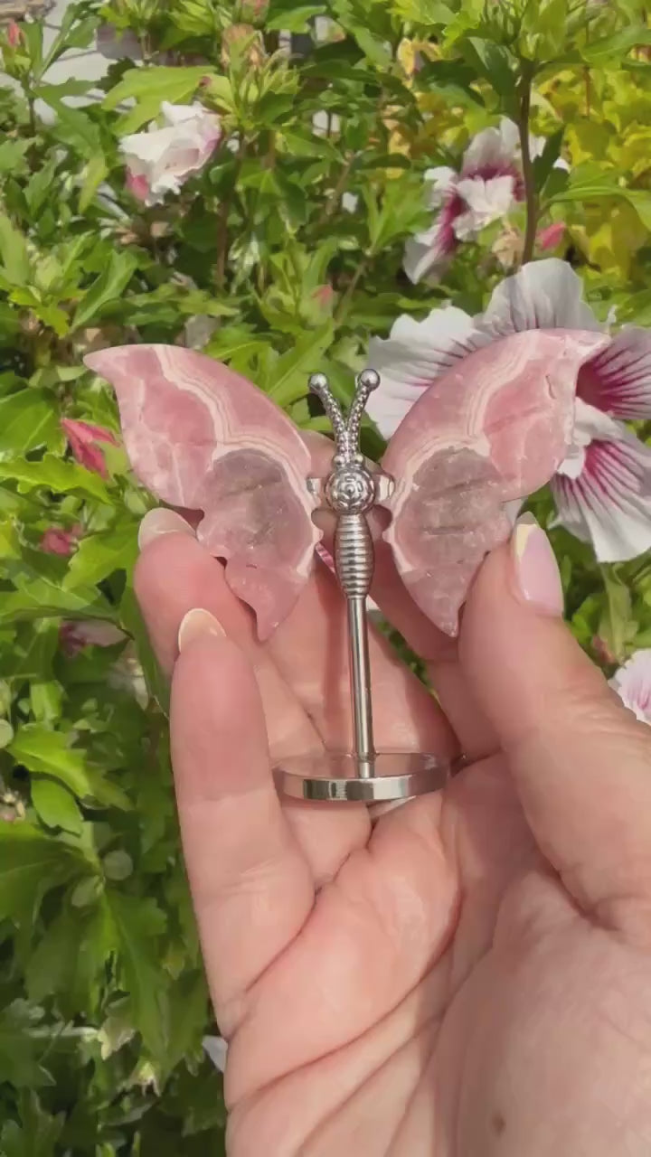 Rhodochrosite Butterfly Carving