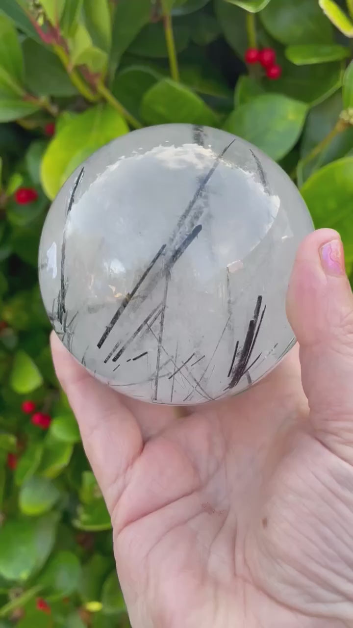 High Quality Tourmaline Quartz Sphere
