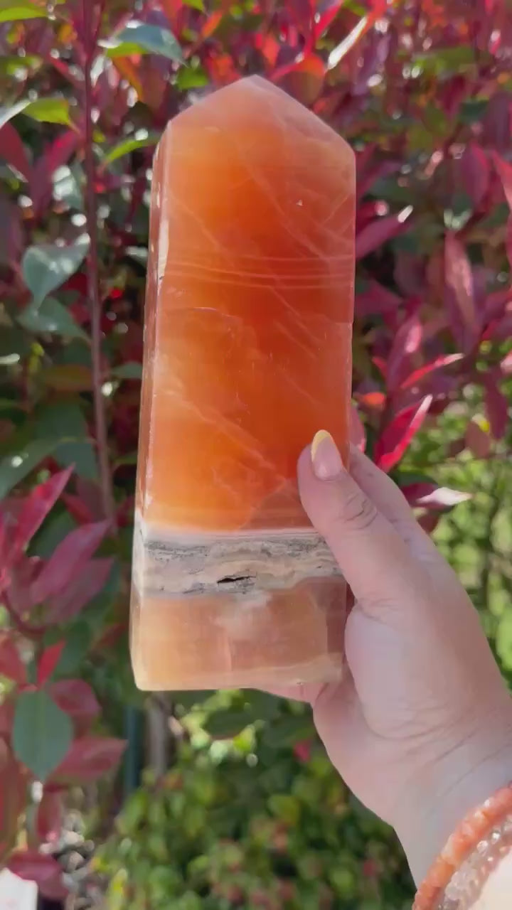 Large Honey Calcite Tower