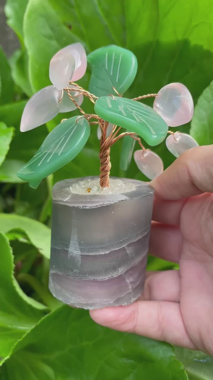 Fluorite, Rose Quarts, and Aventurine Tree