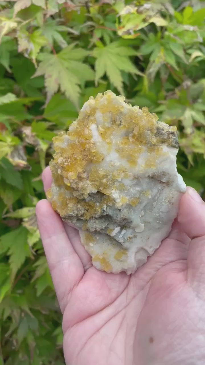 Yellow Barite on Quartz Specimen