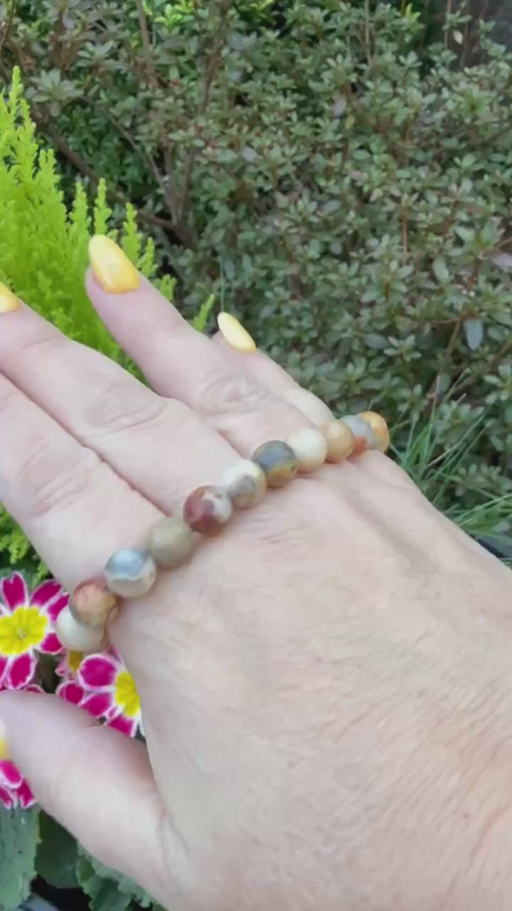 Crazy Lace Agate Bracelet 8mm Beads