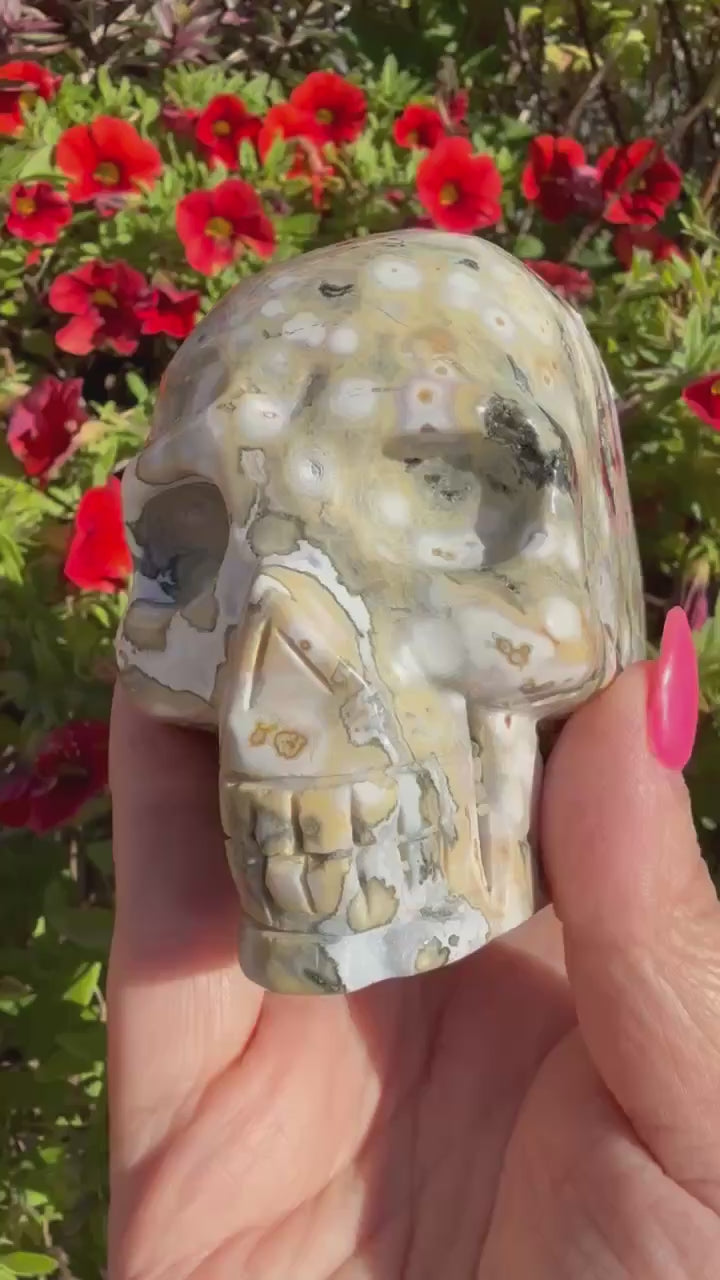 Ocean Jasper Skull Carving from Madagascar