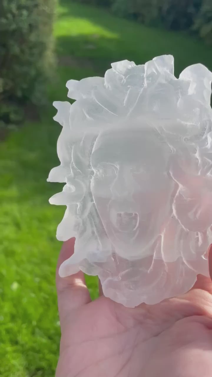 Medusa Selenite Carving