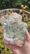 Load and play video in Gallery viewer, Clear green Fluorite on Quartz Specimen
