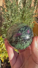 Load and play video in Gallery viewer, Uv Reactive Ruby in Zoisite Sphere 6cm dia
