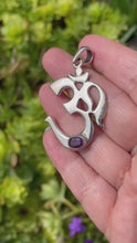 Load and play video in Gallery viewer, 925 Sterling Silver Om Pendant with an Amethyst
