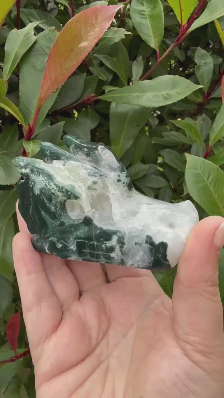 Moss Agate Dragon Head