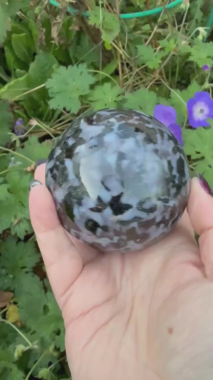 Indigo Gabbro Mystic Merlinite Sphere 7cm Diameter