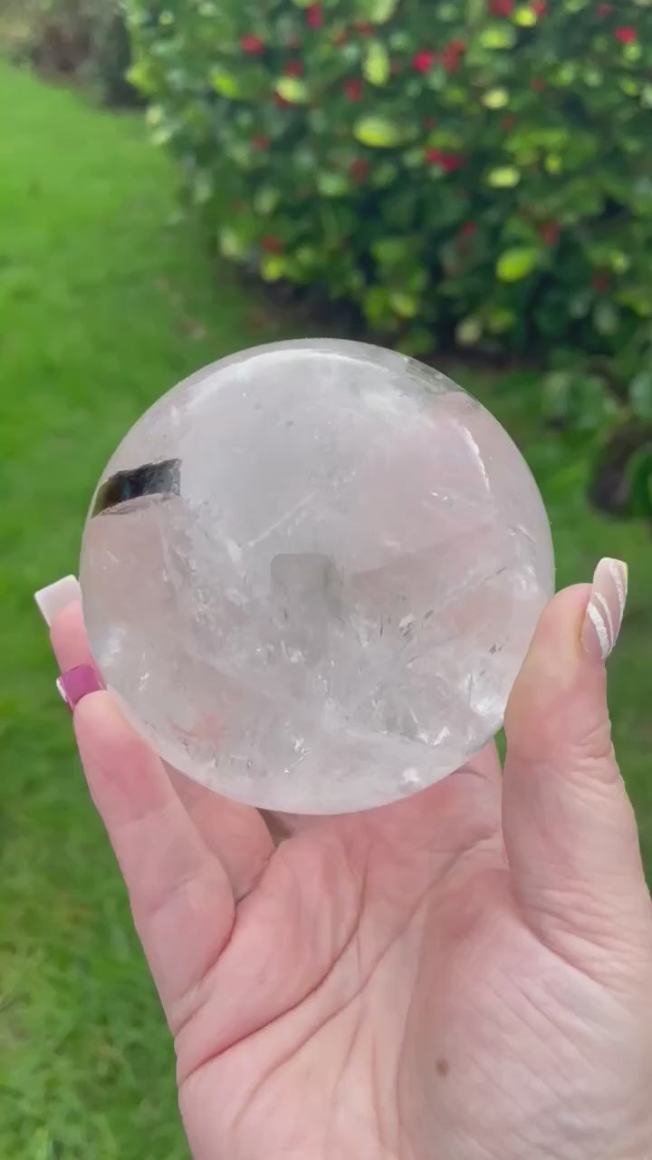 Large Quartz and Tourmaline Sphere