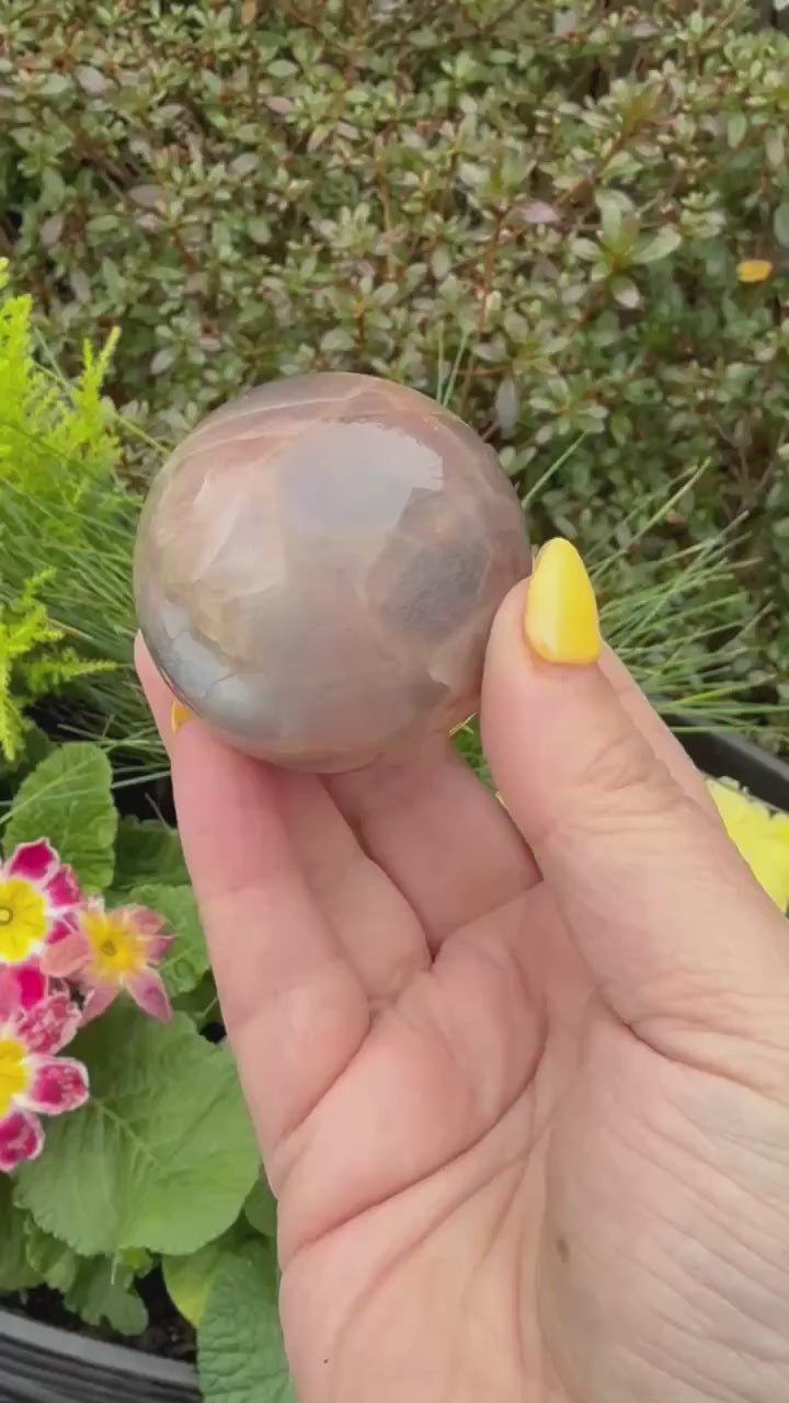 Black Moonstone and Sunstone Sphere with Sheen