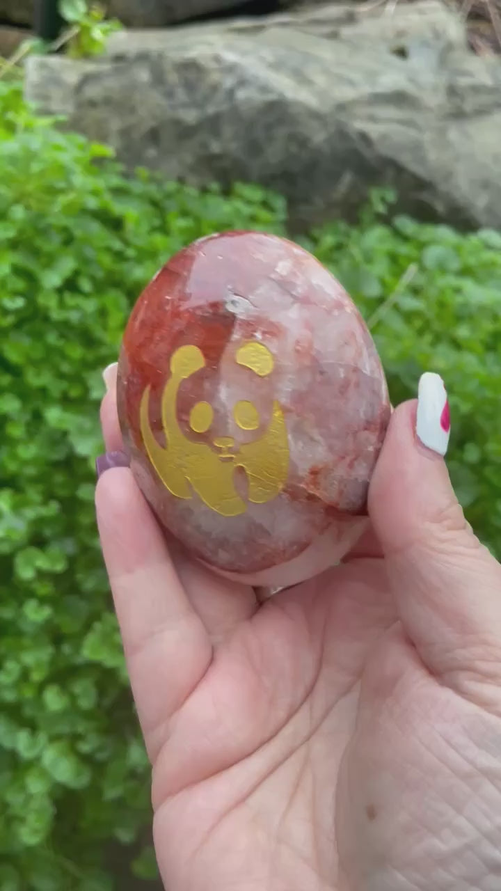 Panda Hematoid Quartz Palmstone