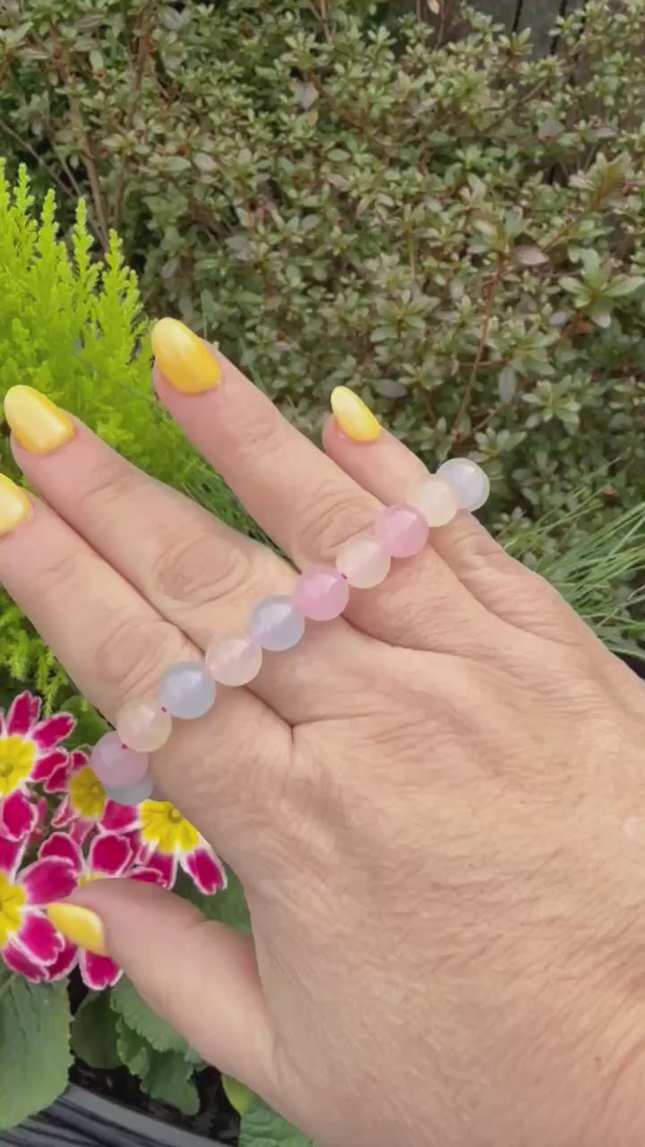 Multi Colour Rose Quartz Bead Bracelet