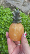Load and play video in Gallery viewer, Orange Calcite and Aventurine Pineapple Carving
