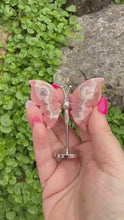 Load and play video in Gallery viewer, Rhodochrosite Butterfly Wings Carving and Stand
