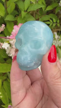 Load and play video in Gallery viewer, Aquamarine Skull Carving

