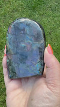 Load and play video in Gallery viewer, High Purple Flash Labradorite Freeform 9cm Exact Piece
