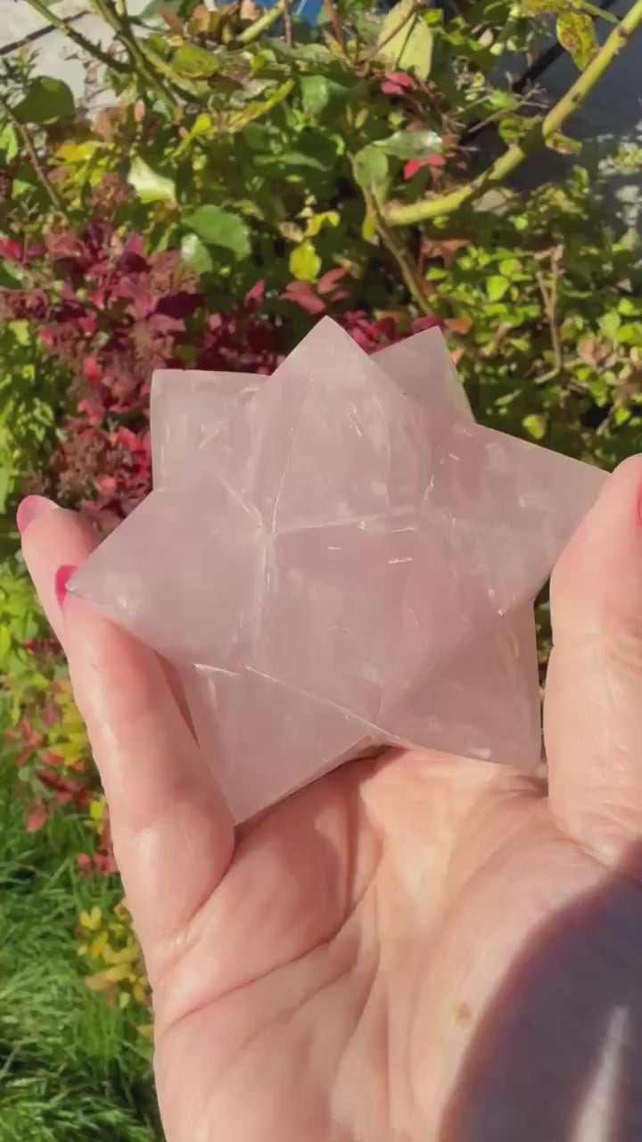Large Rose Quartz Merkabah 3D Carving from Brazil
