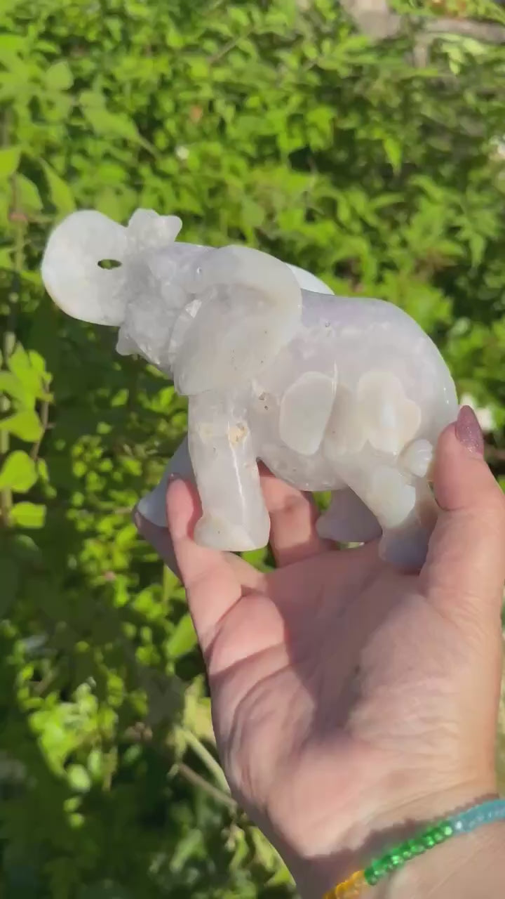 Agate and Amethyst Elephant Carving