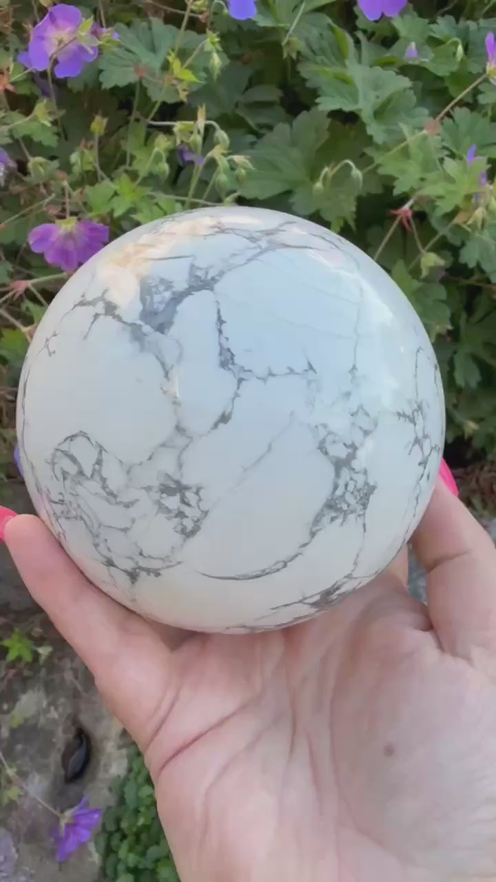 Large White Howlite Sphere 9.6cm dia