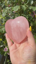 Load and play video in Gallery viewer, Large Rose Quartz Heart Carving with Black Stand
