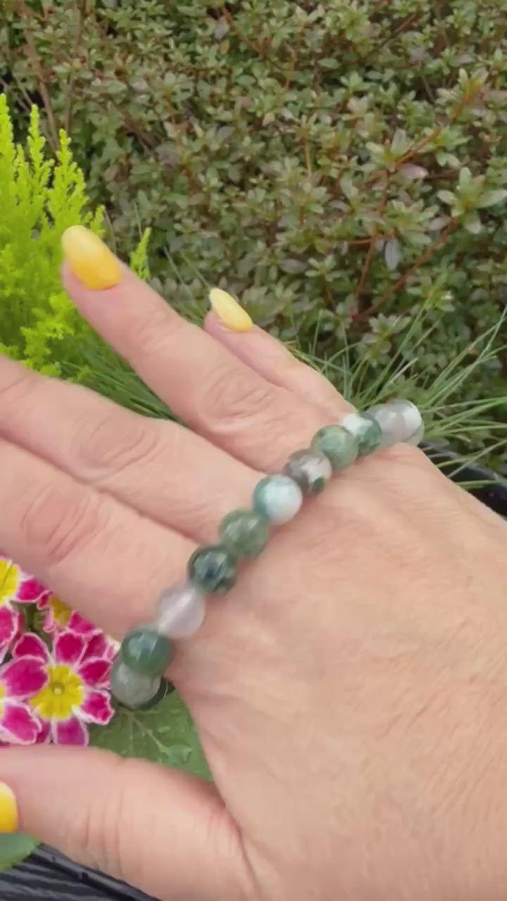 Moss Agate Bracelet 8mm Beads
