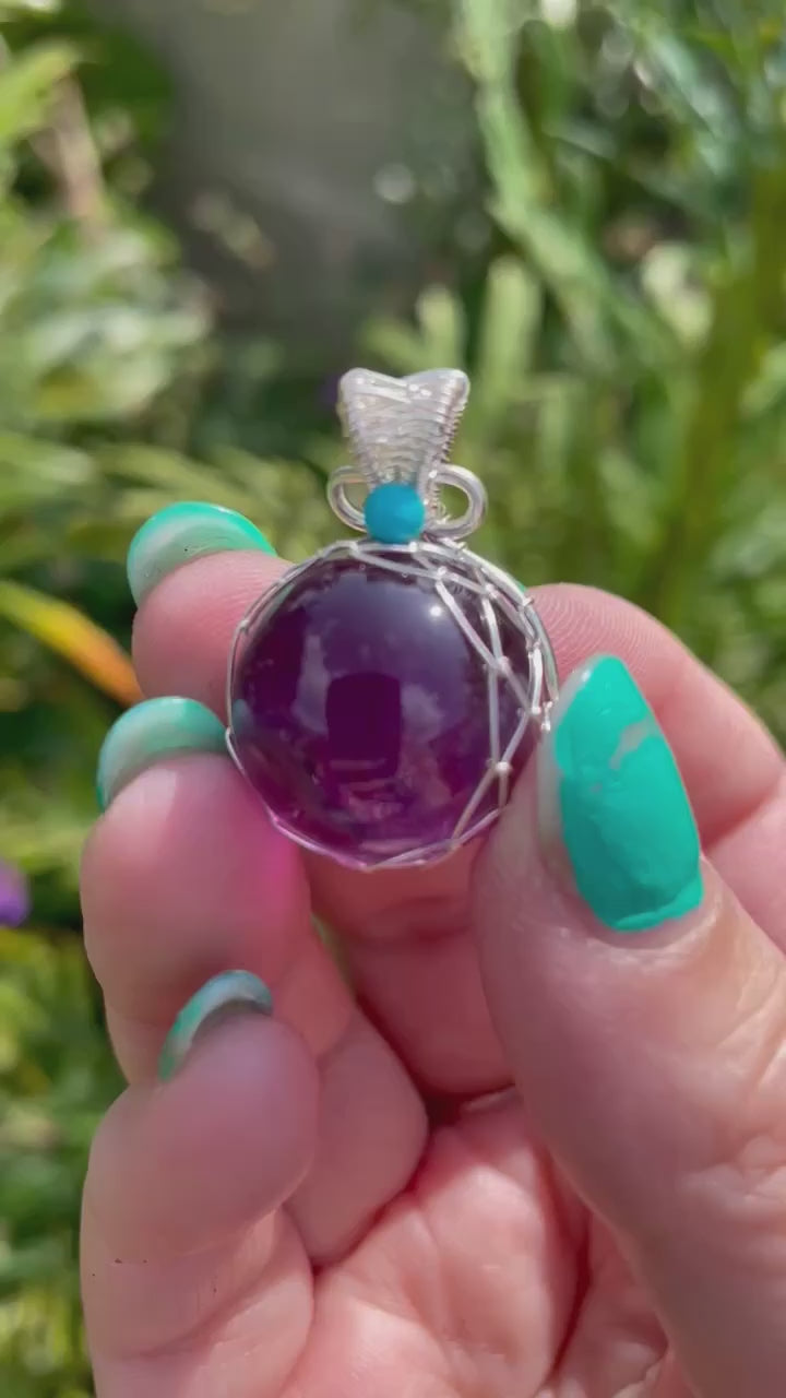Amethyst Silver Sphere Pendant