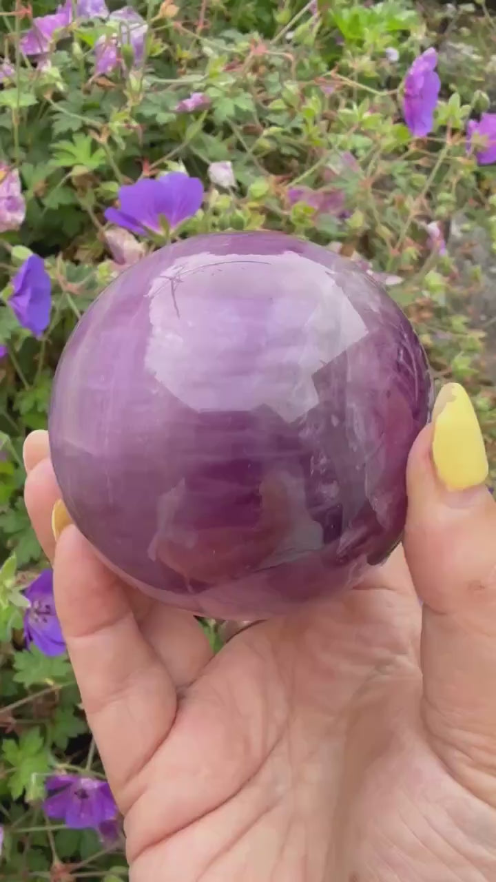 Purple Fluorite Sphere from China 6.7cm Dia