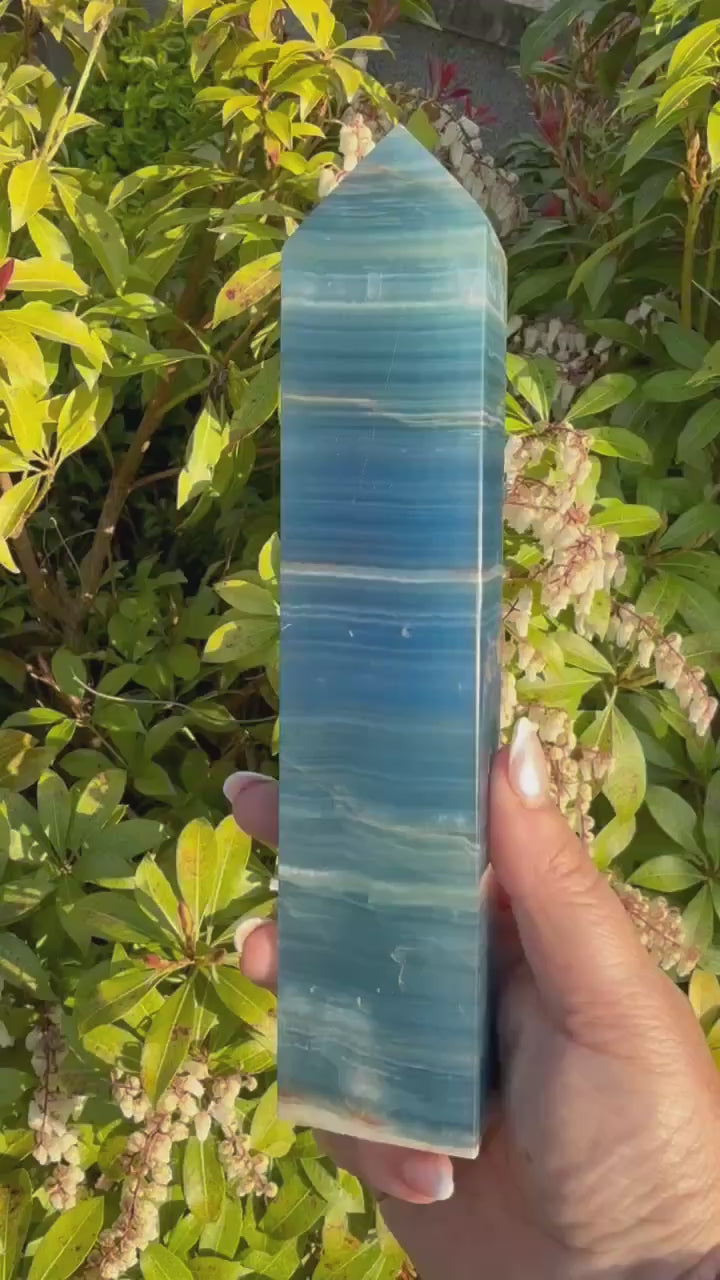 Blue Onyx Aquatine Lemurian Tower