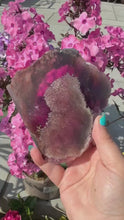 Load and play video in Gallery viewer, Unusual Freestanding Purple Fluorite Slice
