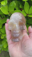 Load and play video in Gallery viewer, Large Druzy Quartz and Agate Skull Carving
