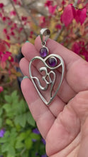 Load and play video in Gallery viewer, 925 Sterling Silver Om in Heart Pendant with Amethyst
