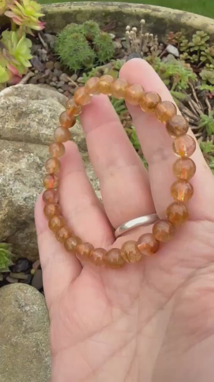 Rutilated Quartz Bracelet 7mm Beads
