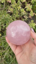 Load and play video in Gallery viewer, Rose Quartz Sphere 7.5cm Dia
