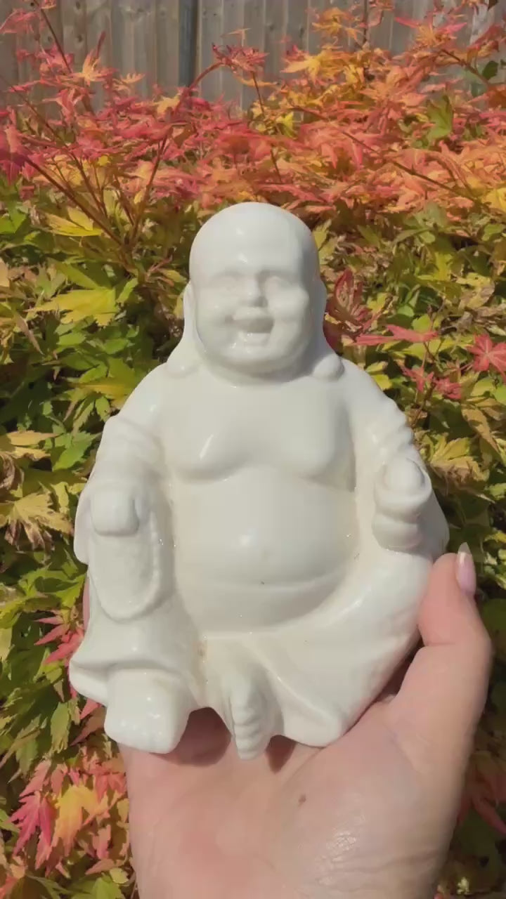 Porcelain Happy Buddha Ornament Feng Shui Carving