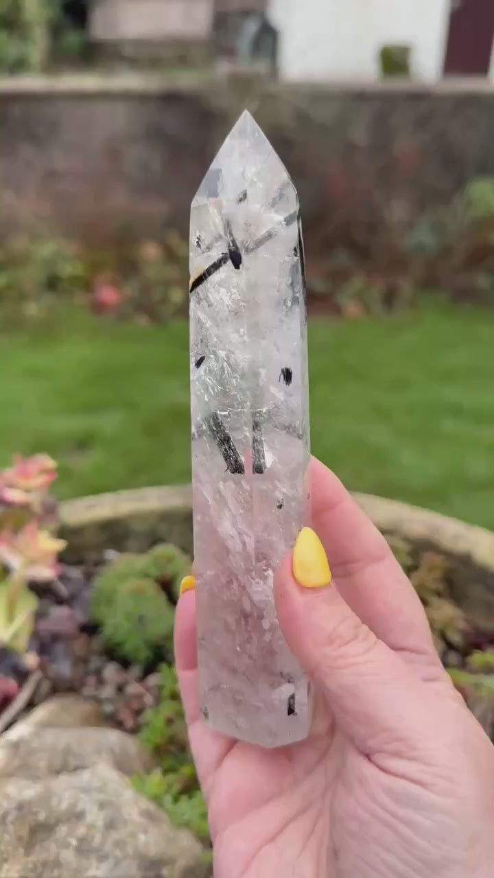 Black Tourmaline in Quartz Tower
