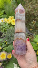 Load and play video in Gallery viewer, Large Amethyst and Crazy Lace Agate Tower from Mexico
