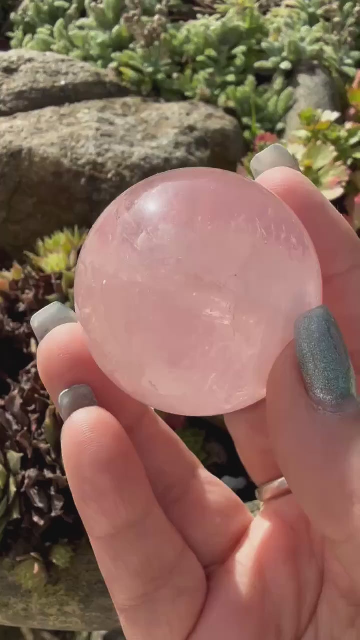 Rare Snowflake Phantom Rose Quartz Sphere