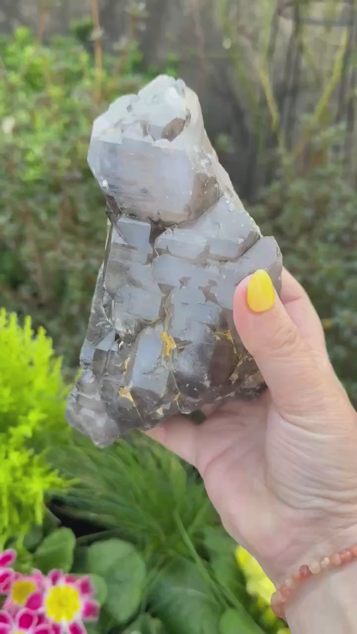 Large Elestial Smoky Quartz and Crocodile Quartz Specimen