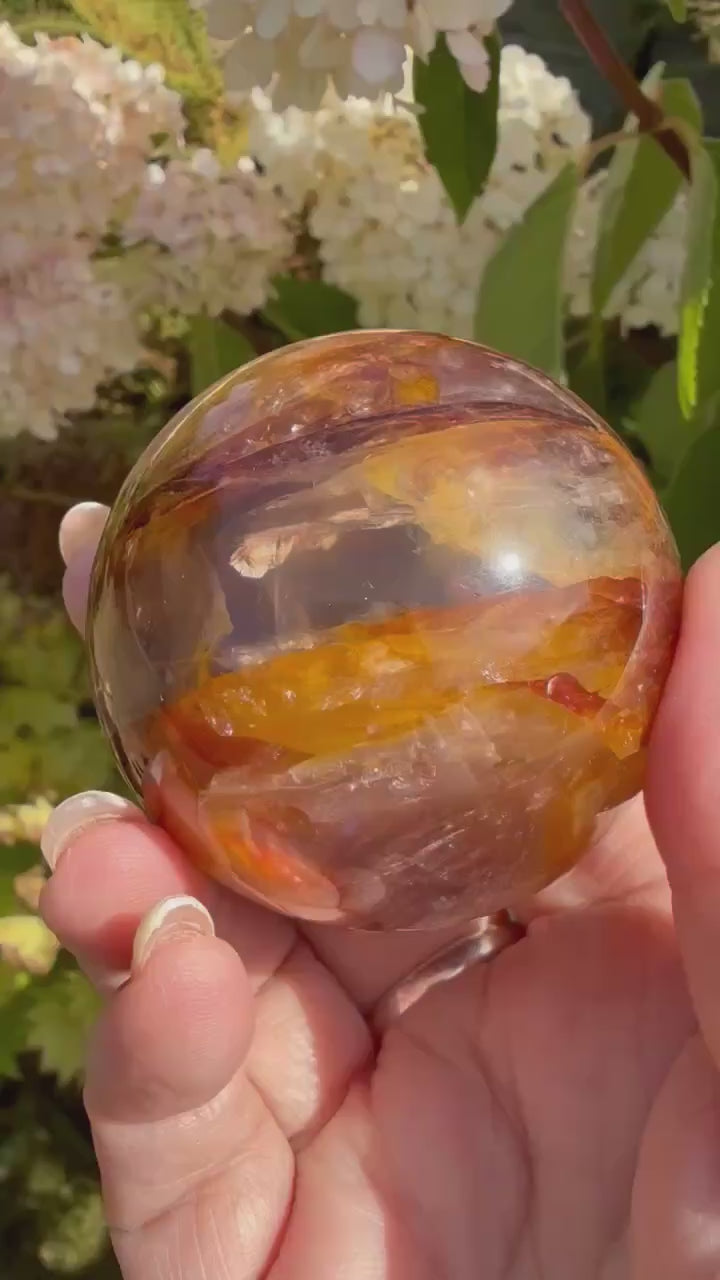 Golden Healer and Fire Quartz Sphere 5.2cm Dia