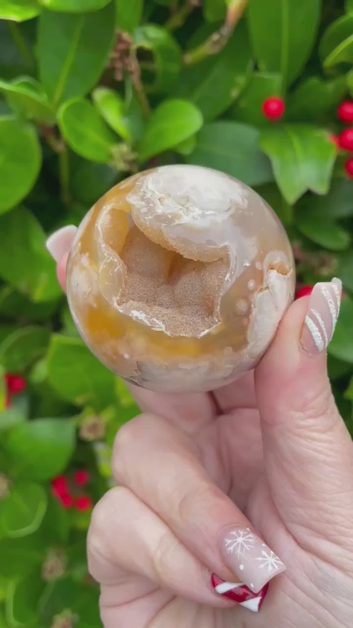 Carnelian Flower Agate Sphere