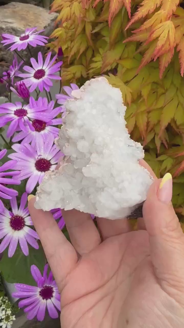 Rhodochrosite on Quartz Stalactite Specimen from Guangxi