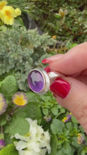 Load and play video in Gallery viewer, Silver Amethyst Ring Size O (7.5)
