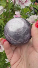 Load and play video in Gallery viewer, Purple Mica Lepidolite Sphere 6cm dia
